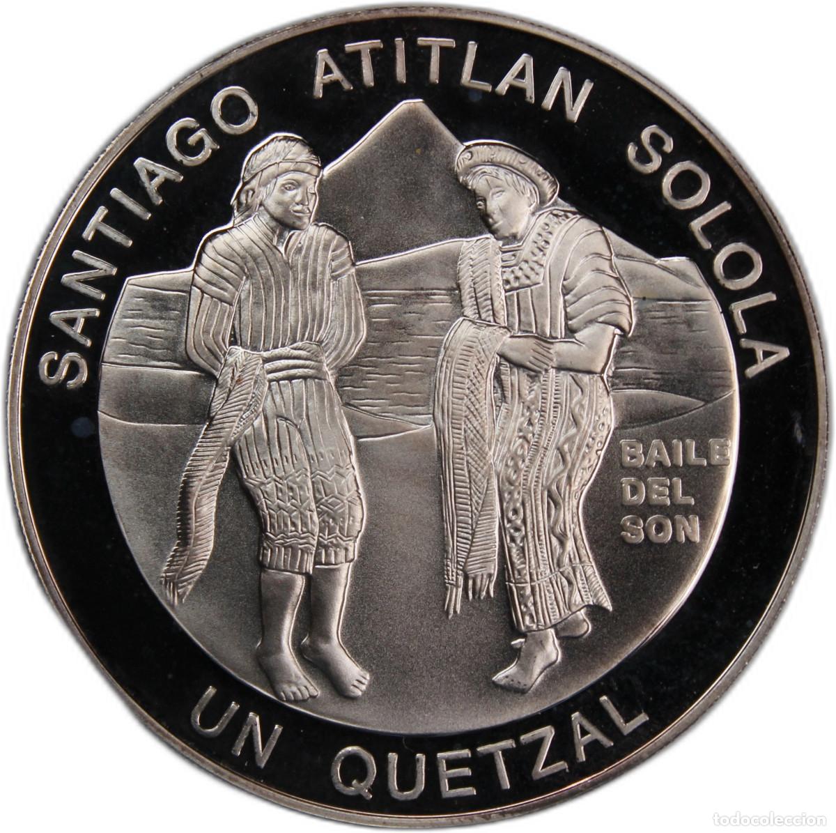 Monedas antiguas de Am&eacute;rica: GUATEMALA 1 quetzal plata 1997 proof SANTIAGOP ATITLAN SOLOLA - Baile del Son