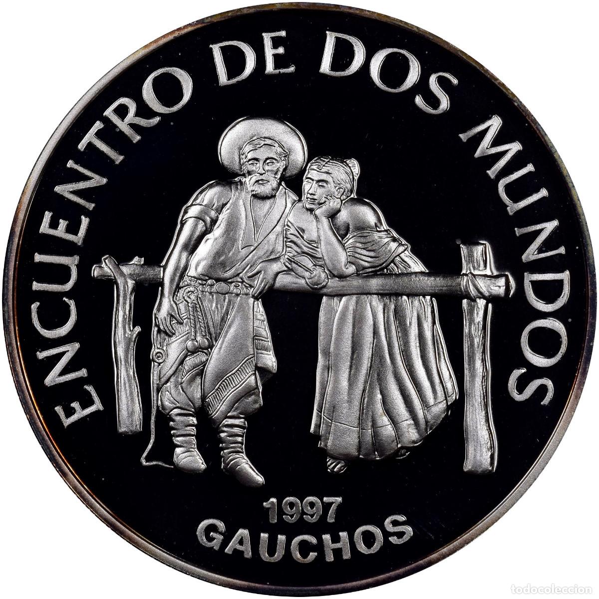 Monedas antiguas de Am&eacute;rica: URUGUAY 250 pesos uruguayos plata 1997 proof GAUCHOS