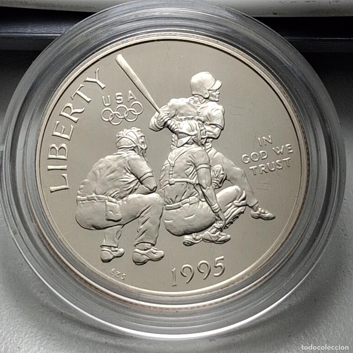 Monedas antiguas de Am&eacute;rica: MONEDA HALF 1/2 DOLLAR LETRA S BASEBALL USA ATLANTA 1995 PROOF EN CAPSULA UNITED STATES OF AMERICA