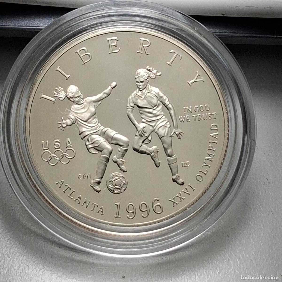Monedas antiguas de Am&eacute;rica: MONEDA HALF 1/2 DOLLAR LETRA S FUTBOL USA ATLANTA 1996 PROOF EN CAPSULA UNITED STATES OF AMERICA