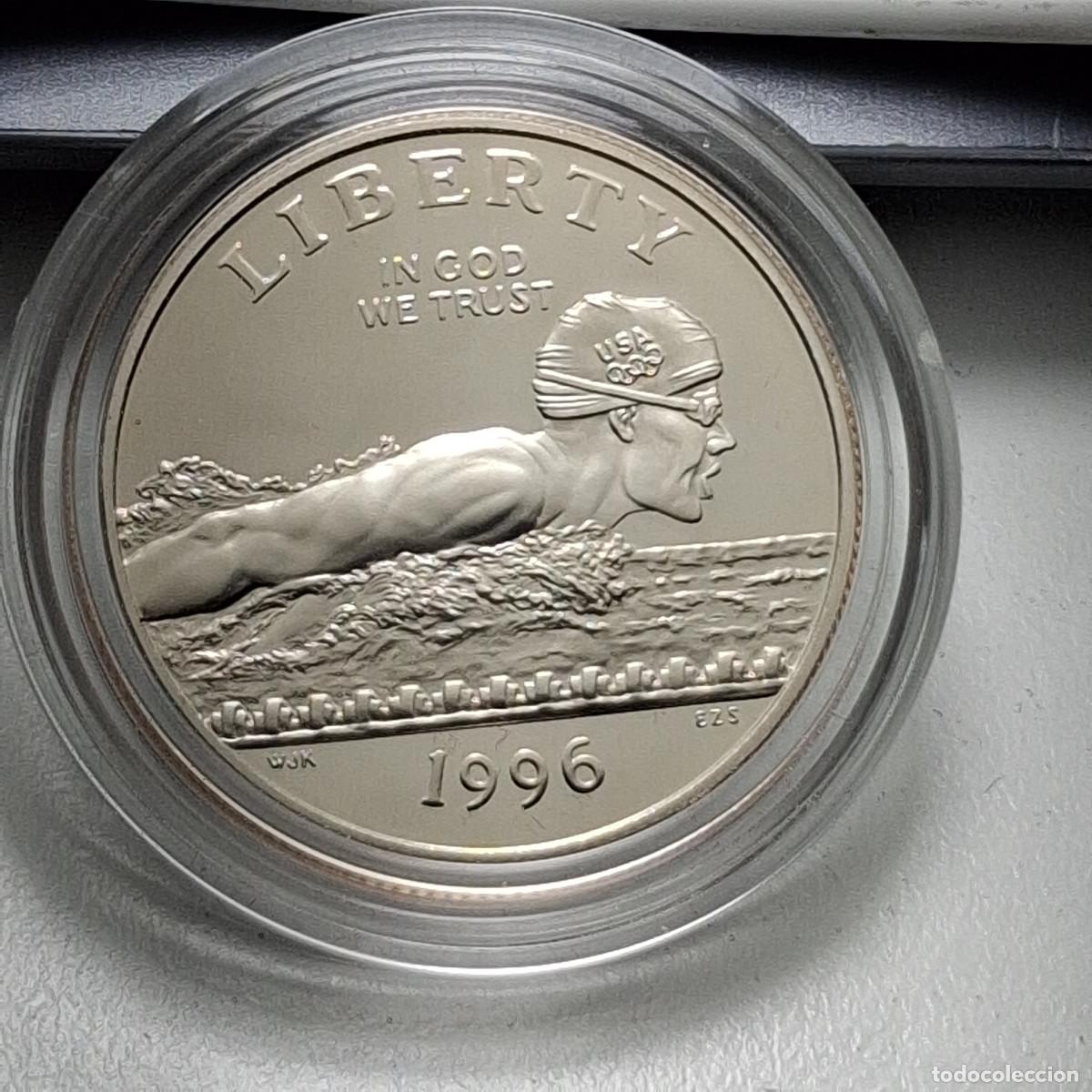 Monedas antiguas de Am&eacute;rica: MONEDA HALF 1/2 DOLLAR LETRA S SWIMMING USA ATLANTA 1996 PROOF EN CAPSULA UNITED STATES OF AMERICA