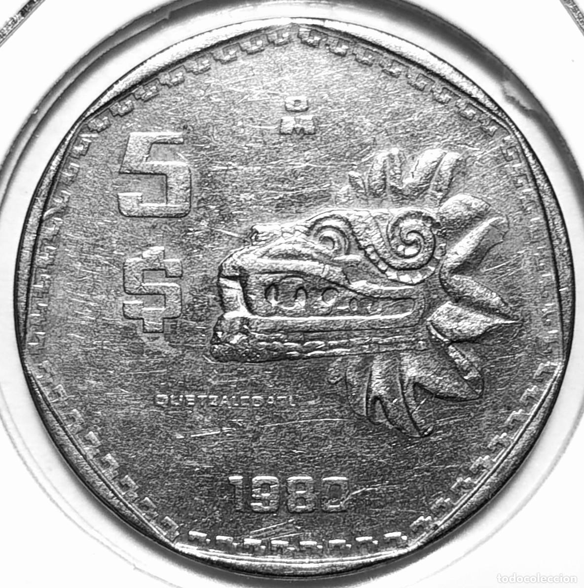 Monedas antiguas de Am&eacute;rica: MEXICO (1970-1992) - 5 PESOS 1980 - A - 10 GR. CUPRONIQUEL - DIAMETRO 27,24 mm - KM#485 - MB