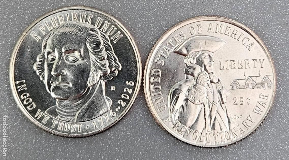 Moedas antigas da Am&eacute;rica: QUARTER DOLAR USA 2026 - CECA D - REVOLUTIONARY WAR- SIN CIRCULAR