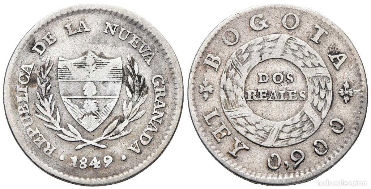 Monedas antiguas de Am&eacute;rica: *** BONITOS 2 REALES DE NUEVA GRANADA (COLOMBIA) 1849. BOGOT&Aacute;. KM#105. PLATA ***
