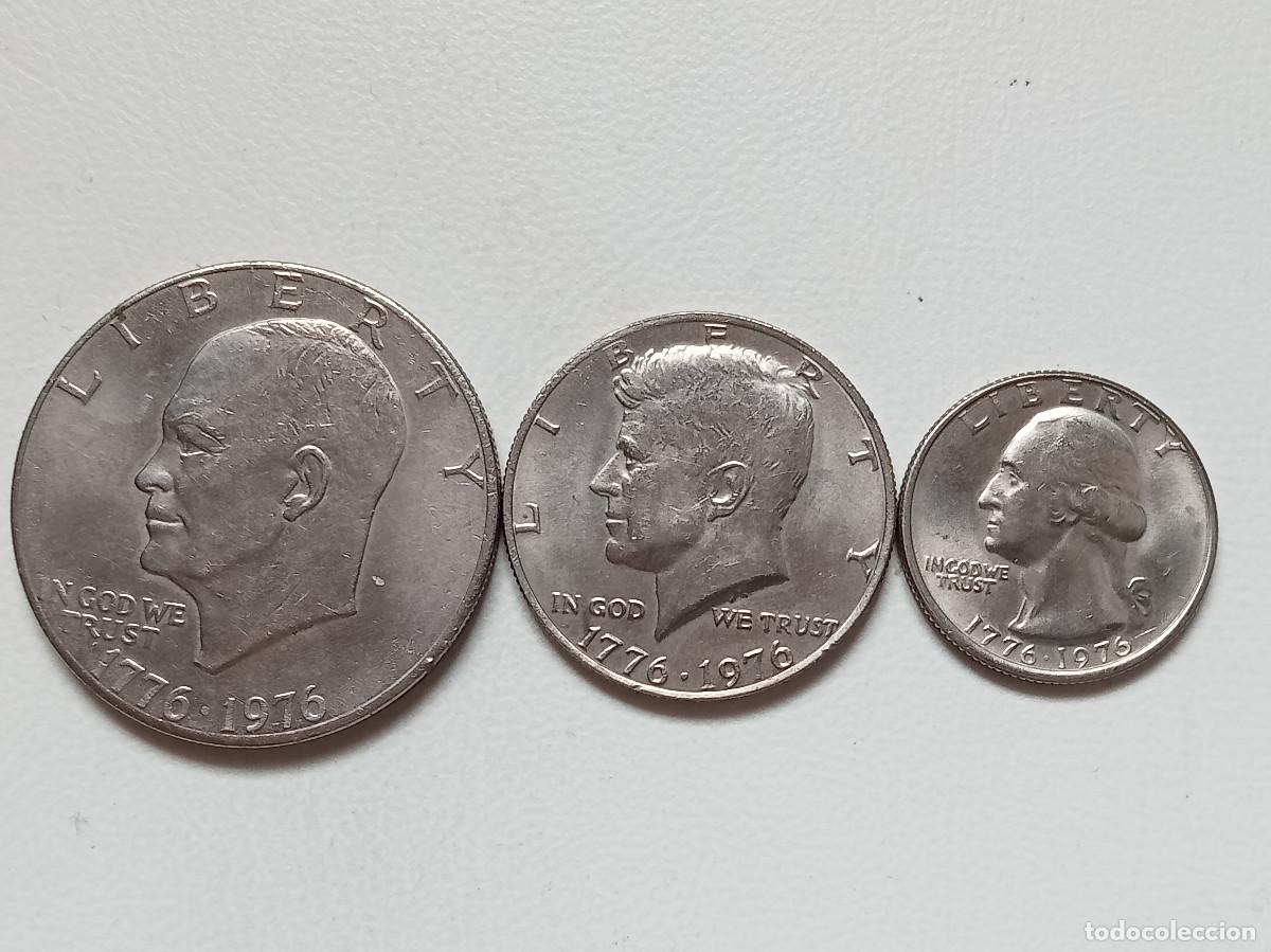 Monedas antiguas de Am&eacute;rica: ESTADOS UNIDOS SET 3 VALORES BICENTENARIO ESTADOS UNIDOS 1776-1976. EBC