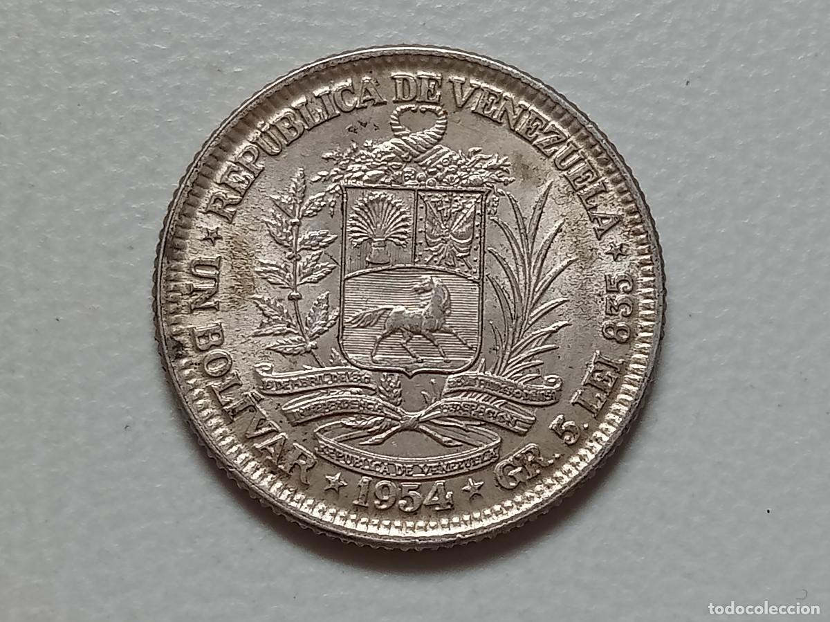 Monedas antiguas de Am&eacute;rica: VENEZUELA 1 BOL&Iacute;VAR PLATA 1954 SC-