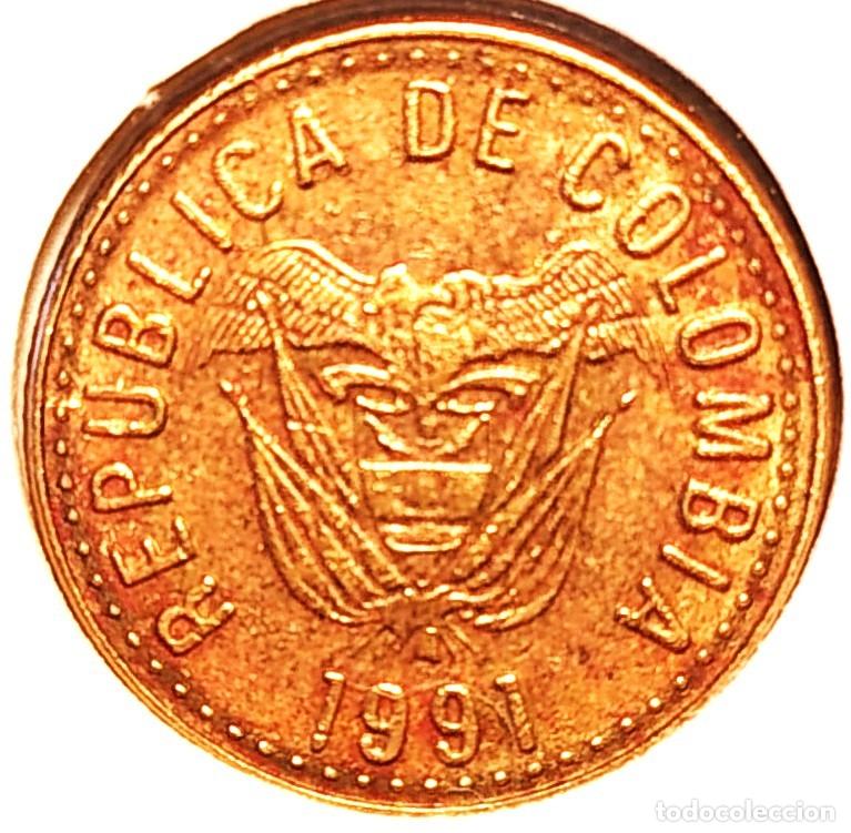 Monedas antiguas de Am&eacute;rica: COLOMBIA (1989-) - 5 PESOS 1991 - A - 2,26 GR. COBRE-ALUMINIO-NIQUEL - DIAMETRO 17 mm - KM#280 - MB