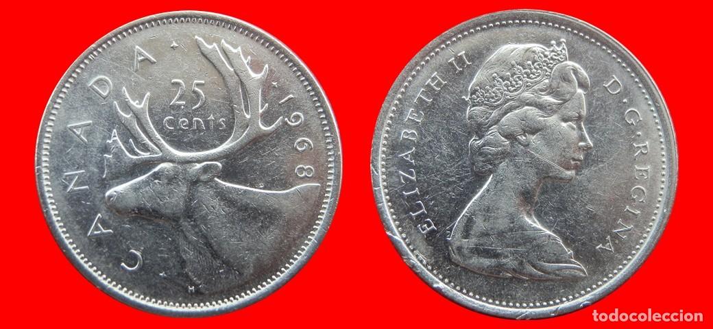 Monedas antiguas de Am&eacute;rica: 25 CENTAVOS 1968 CANADA-144564 - Foto 1