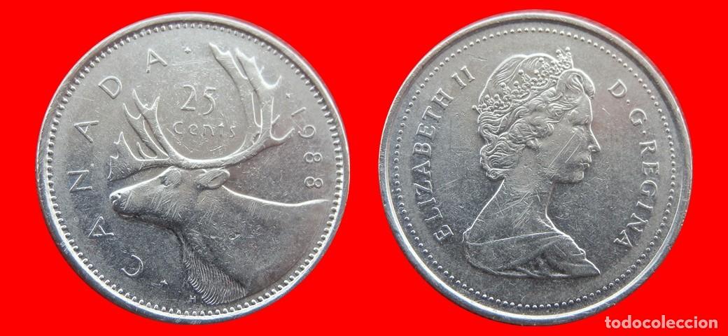 Monedas antiguas de Am&eacute;rica: 25 CENTAVOS 1988 CANADA-144579