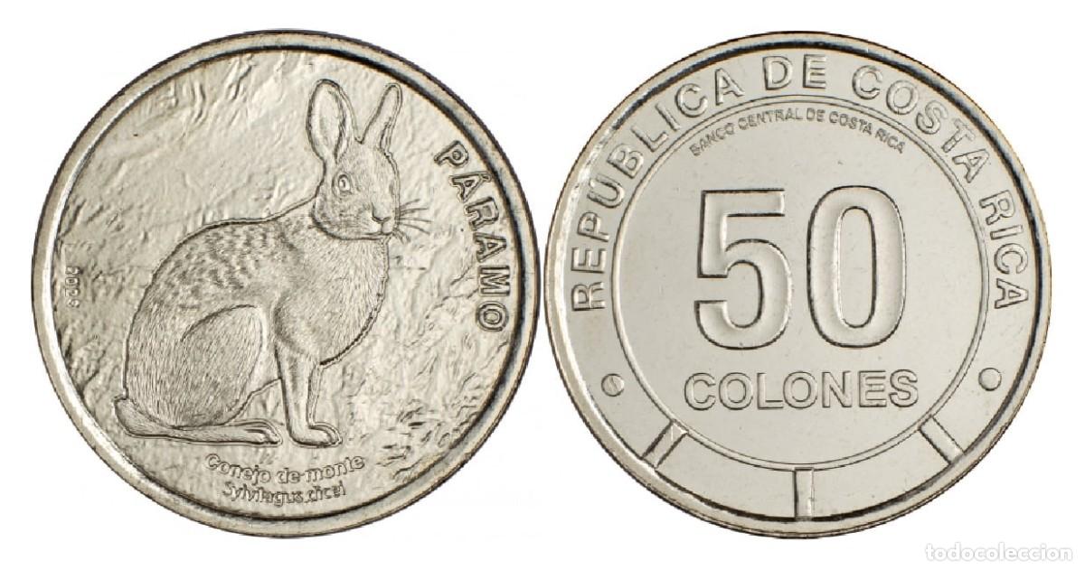 Monedas antiguas de Am&eacute;rica: Costa Rica 50 Colones Conmemorativa Conejo de Monte 2023 (2025) Km Nuevo Sc Unc