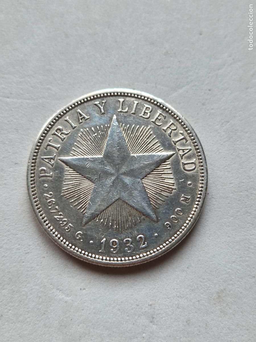 Moedas antigas da Am&eacute;rica: CUBA - PLATA - 1 PESO 1932 26GR LEY 900 MILESIMAS