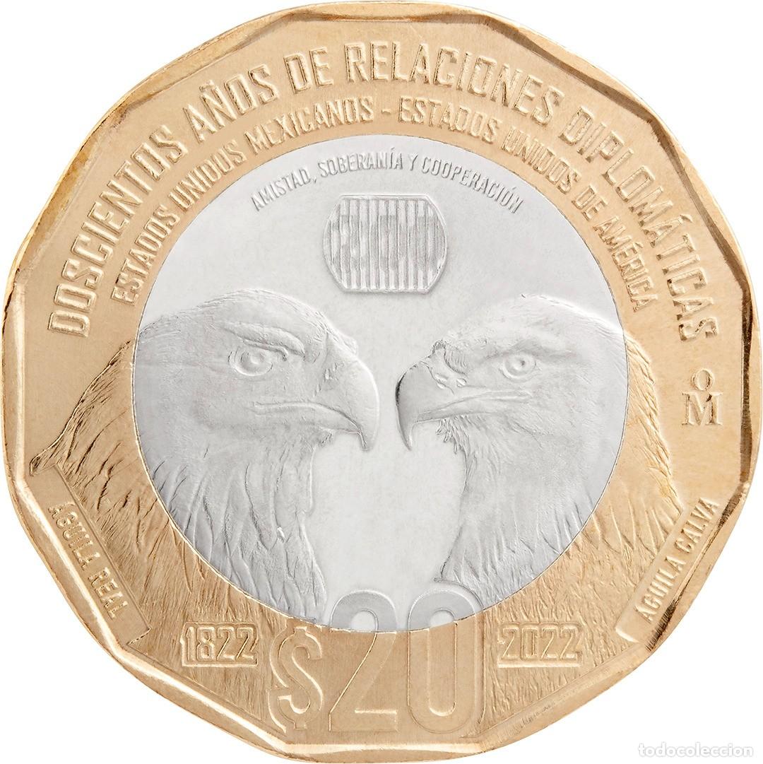 Monete antiche di America: M&eacute;xico 20 Pesos Conmemorativa Relaciones diplom&aacute;ticas 2023&nbsp;Km Nuevo Bimet&aacute;lica Sc Unc