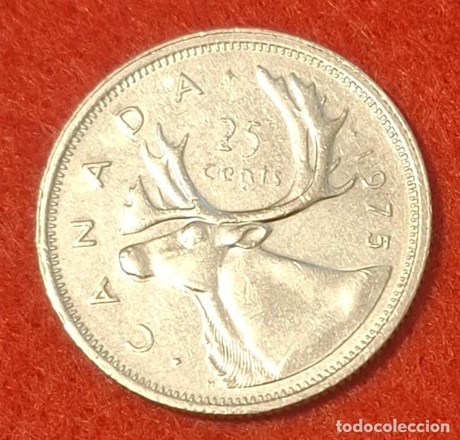 Monedas antiguas de Am&eacute;rica: MONEDA DE CANAD&Aacute; 1975 - 25 CENTS - N&Iacute;QUEL
