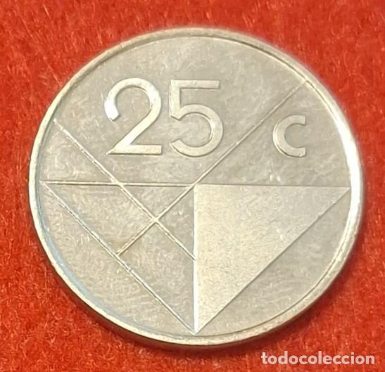 Monedas antiguas de Am&eacute;rica: MONEDA DE ARUBA 1990 - 25 CENTS - ACERO REVESTIDO DE N&Iacute;QUEL