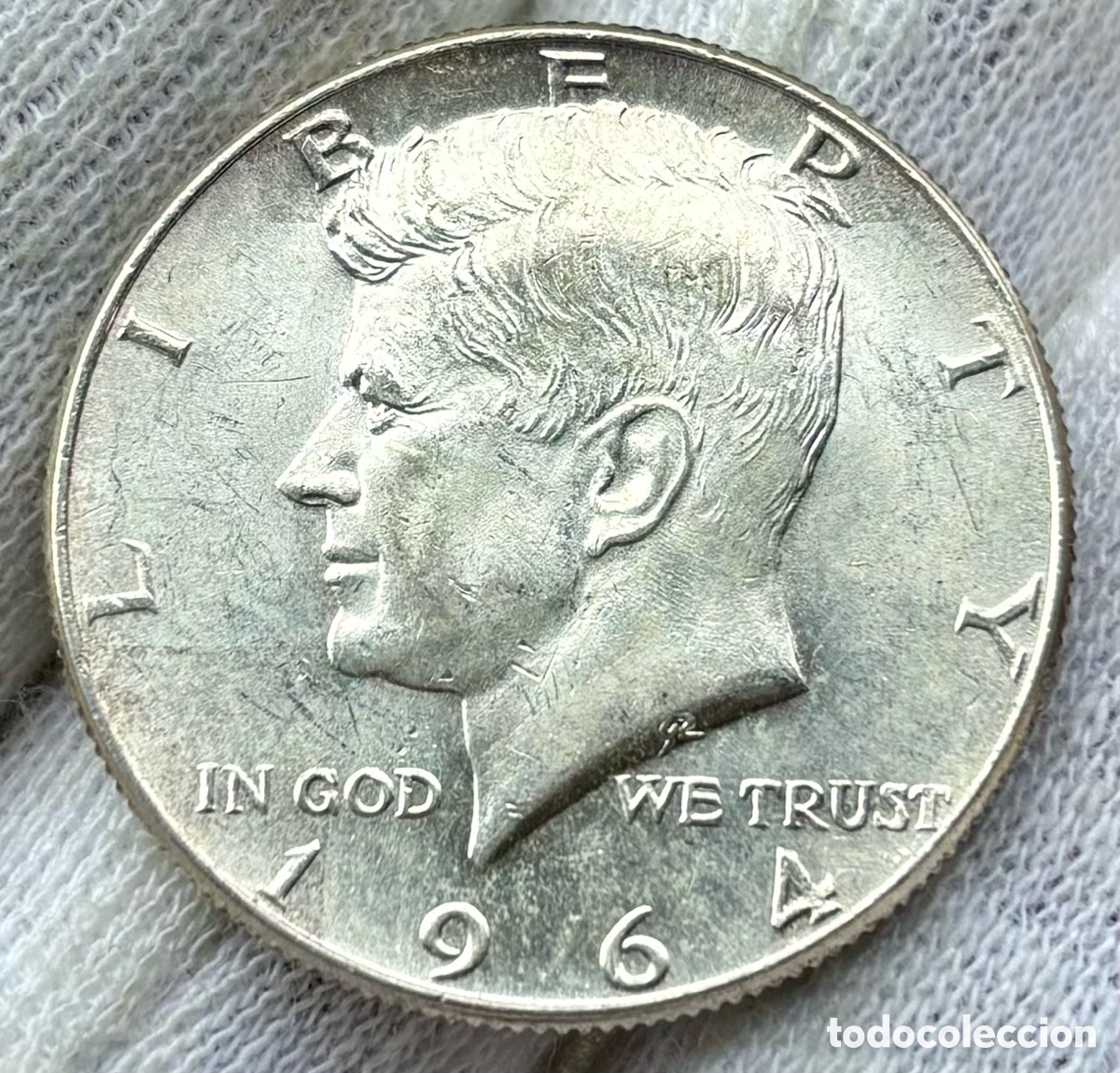Monedas antiguas de Am&eacute;rica: Moneda PLATA USA 1/2 D&oacute;lar 1964 SC- Kennedy. EEUU Estados Unidos