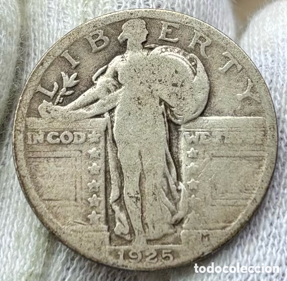 Monedas antiguas de Am&eacute;rica: Moneda PLATA USA 1/4 D&oacute;lar 1925. EEUU Estados Unidos. Quarter Dollar