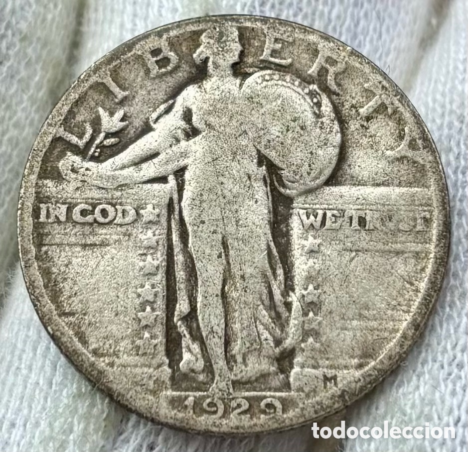 Monedas antiguas de Am&eacute;rica: Moneda PLATA USA 1/4 D&oacute;lar 1929. EEUU Estados Unidos. Quarter Dollar