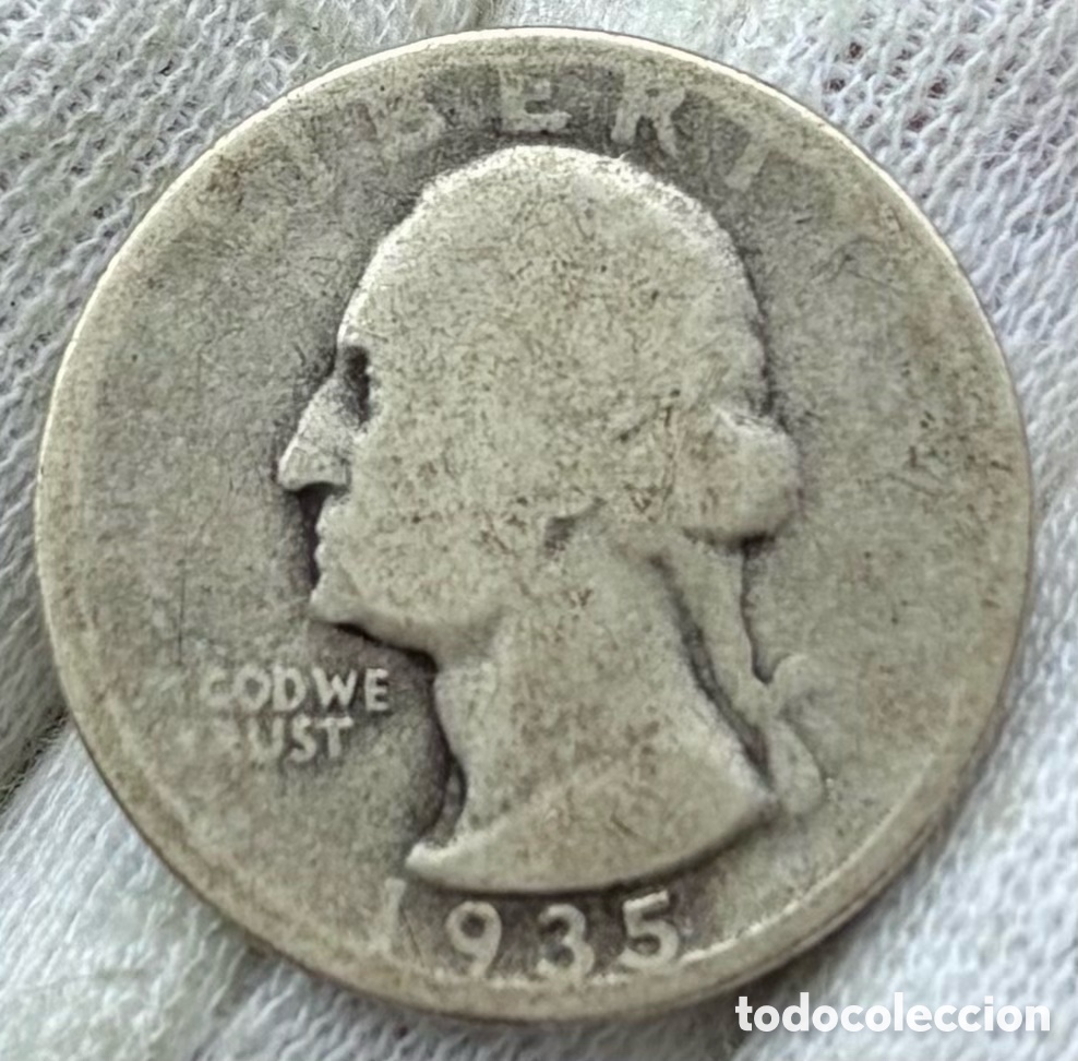 Monedas antiguas de Am&eacute;rica: Moneda PLATA USA 1/4 D&oacute;lar 1935. EEUU Estados Unidos Quarter Dollar