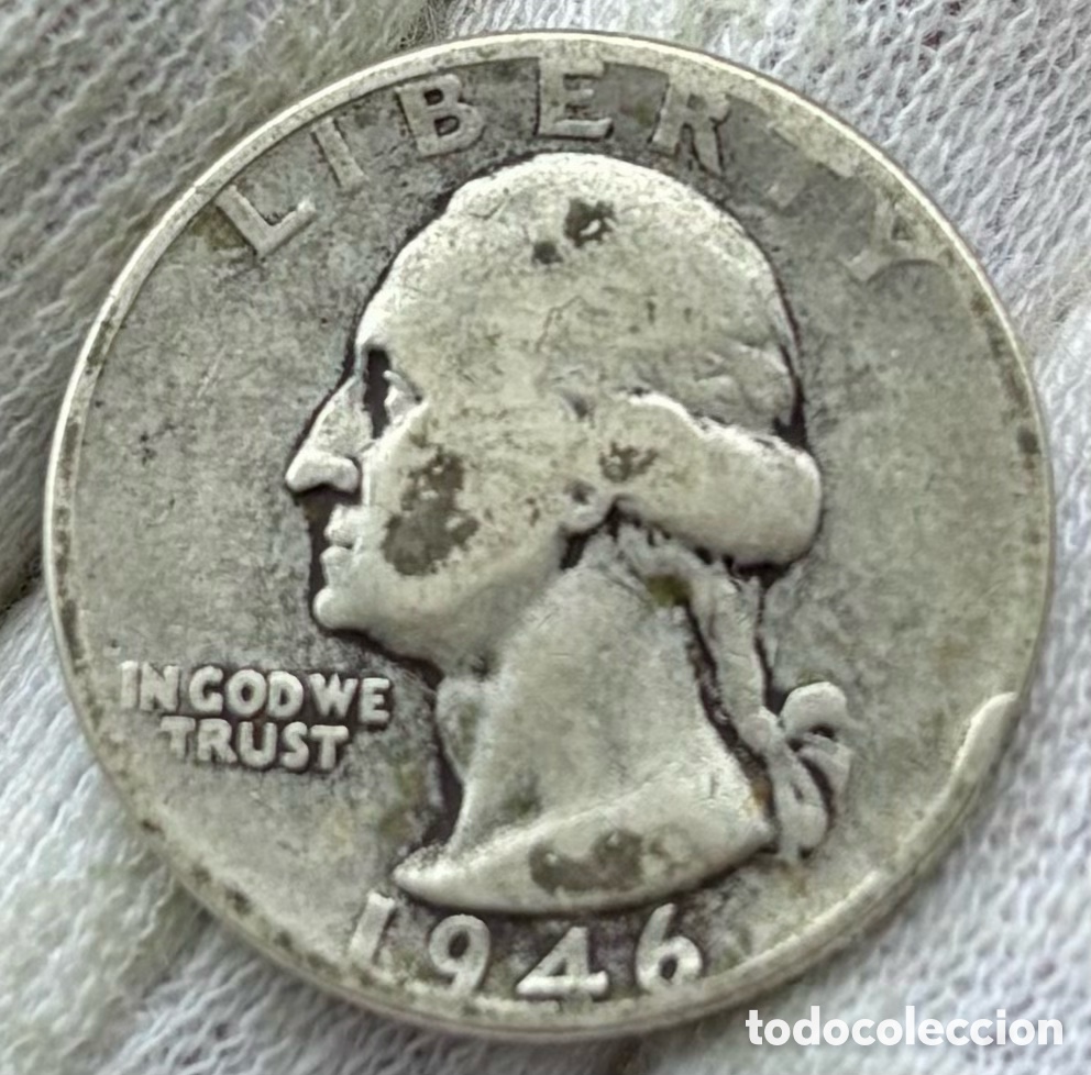 Monedas antiguas de Am&eacute;rica: Moneda PLATA USA 1/4 D&oacute;lar 1946 EEUU Estados Unidos Quarter Dollar