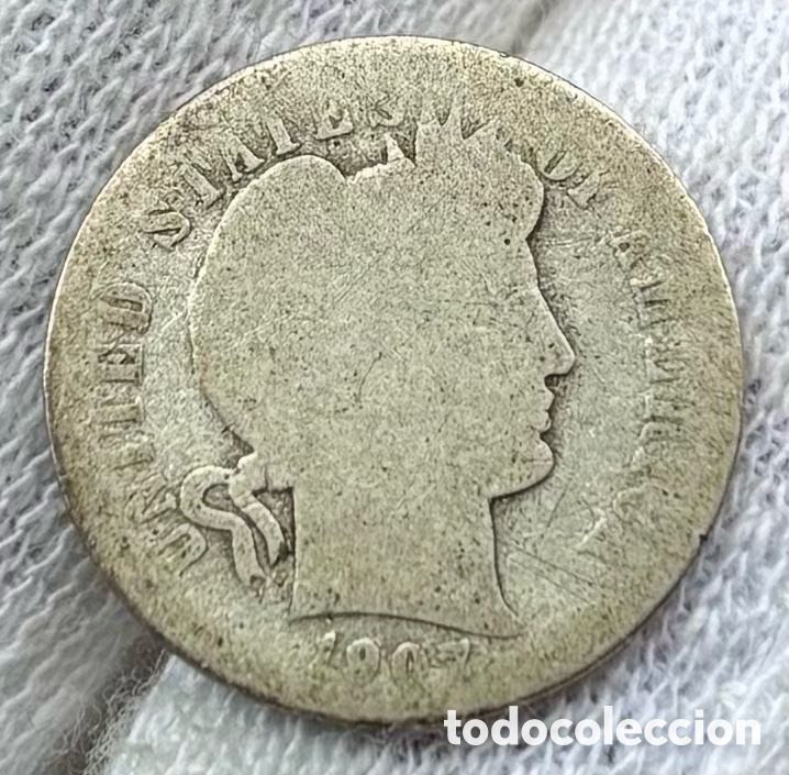 Monedas antiguas de Am&eacute;rica: Moneda PLATA USA 1 Dime 1907 Barber. EEUU Estados Unidos