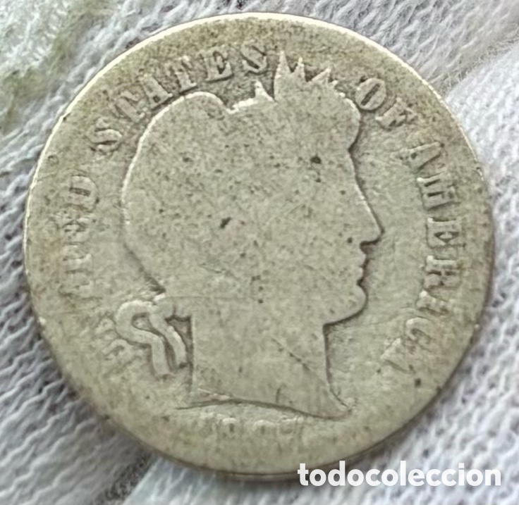 Monedas antiguas de Am&eacute;rica: Moneda PLATA 1 Dime 1907-O Barber. EEUU Estados Unidos
