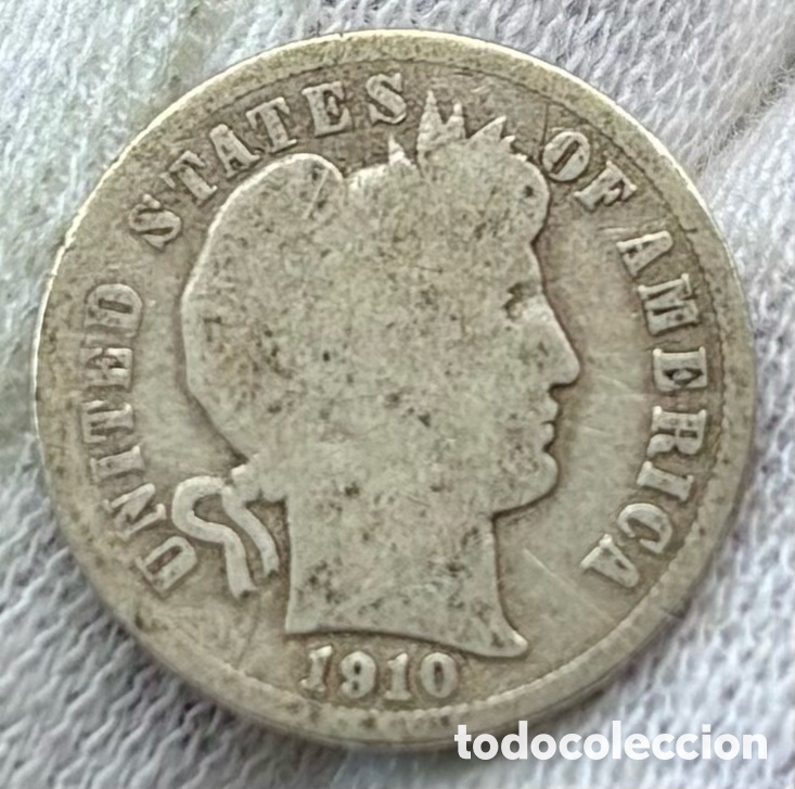 Monedas antiguas de Am&eacute;rica: Moneda PLATA USA 1 Dime 1910 Barber. EEUU Estados Unidos