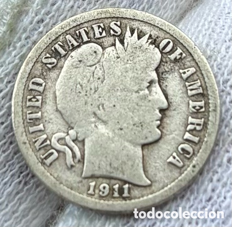 Monedas antiguas de Am&eacute;rica: Moneda PLATA USA 1 Dime 1911 Barber. EEUU Estados Unidos