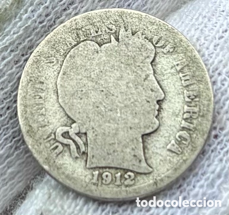 Monedas antiguas de Am&eacute;rica: Moneda PLATA USA 1 Dime 1912 Barber. EEUU Estados Unidos