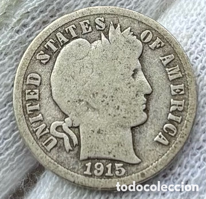Monedas antiguas de Am&eacute;rica: Moneda PLATA USA 1 Dime 1915 Barber. EEUU Estados Unidos