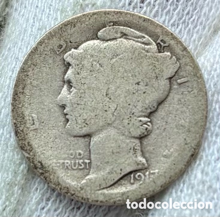 Monedas antiguas de Am&eacute;rica: Moneda PLATA USA 1 Dime 1917 . EEUU Estados Unidos