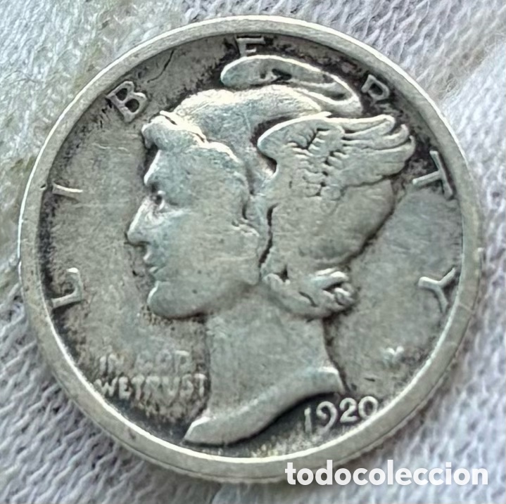 Monedas antiguas de Am&eacute;rica: Moneda PLATA USA 1 Dime 1920. EEUU Estados Unidos