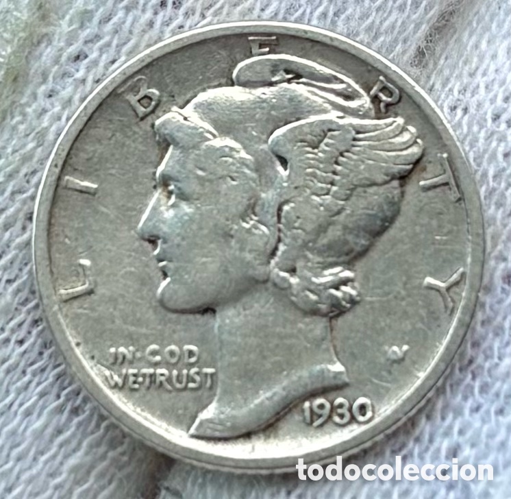 Monedas antiguas de Am&eacute;rica: Moneda PLATA USA 1 Dime 1930-S. EEUU Estados Unidosn