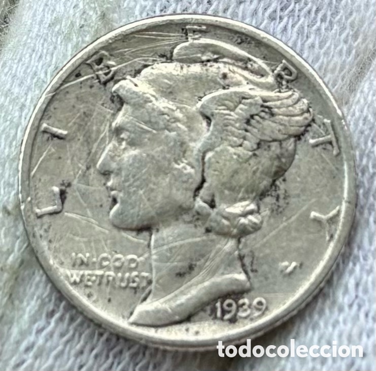 Monedas antiguas de Am&eacute;rica: Moneda PLATA USA 1 Dime 1939. EEUU Estados Unidos