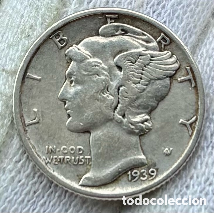 Monedas antiguas de Am&eacute;rica: Moneda PLATA USA 1 Dime 1939. EEUU Estados Unidos
