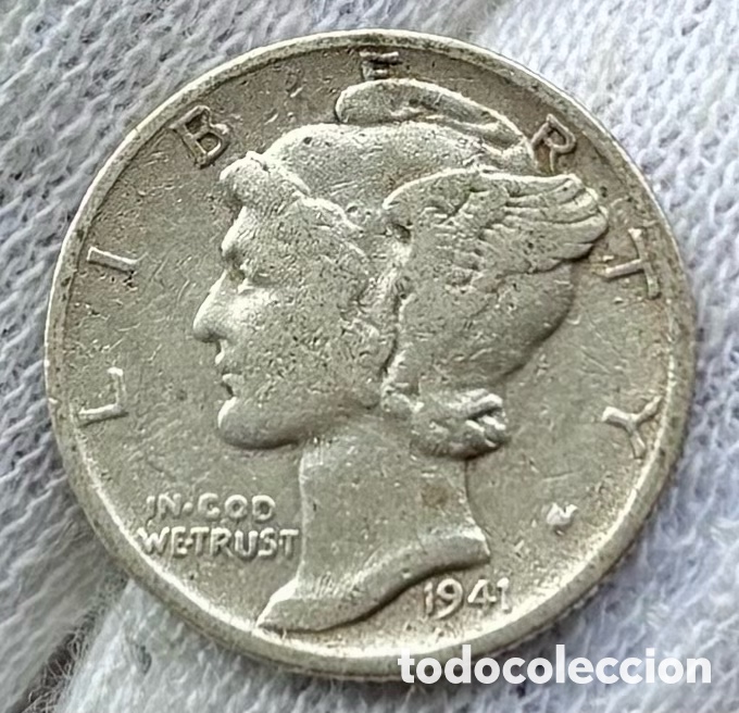 Monedas antiguas de Am&eacute;rica: Moneda PLATA USA 1 Dime 1941. EEUU Estados Unidos
