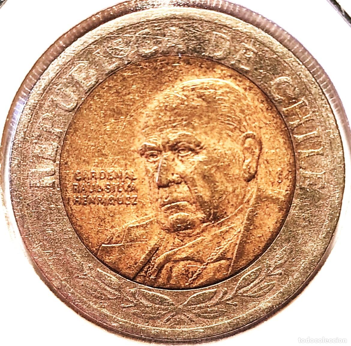 Monedas antiguas de Am&eacute;rica: CHILE (1975-) - 500 PESOS 2001 - A - 6,50 GR. BIMETALICA CENTRO ALUMINIO-BRONCE BORDE COBRE-NICKEL