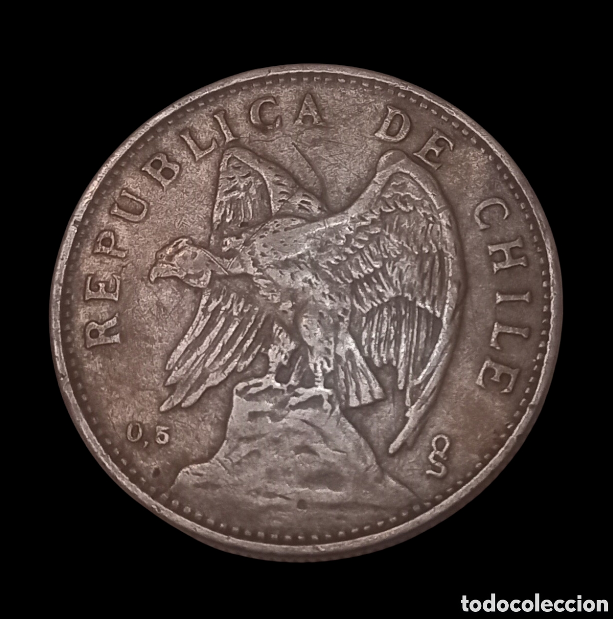 Monedas antiguas de Am&eacute;rica: Antigua moneda de Plata 2 pesos Chile 1927