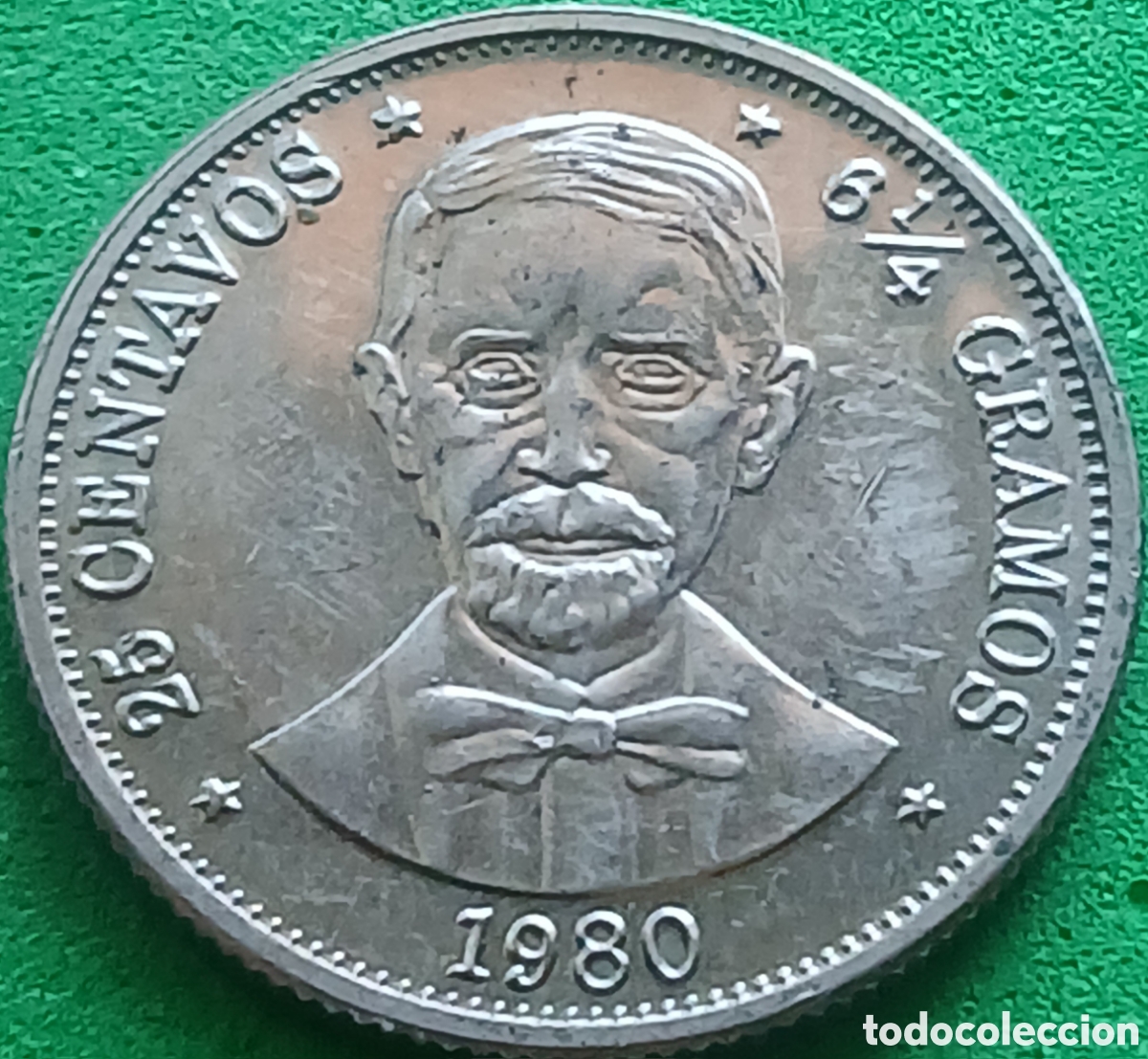 Monedas antiguas de Am&eacute;rica: Rep&uacute;blica Dominicana 25 centavos 1980 km#51