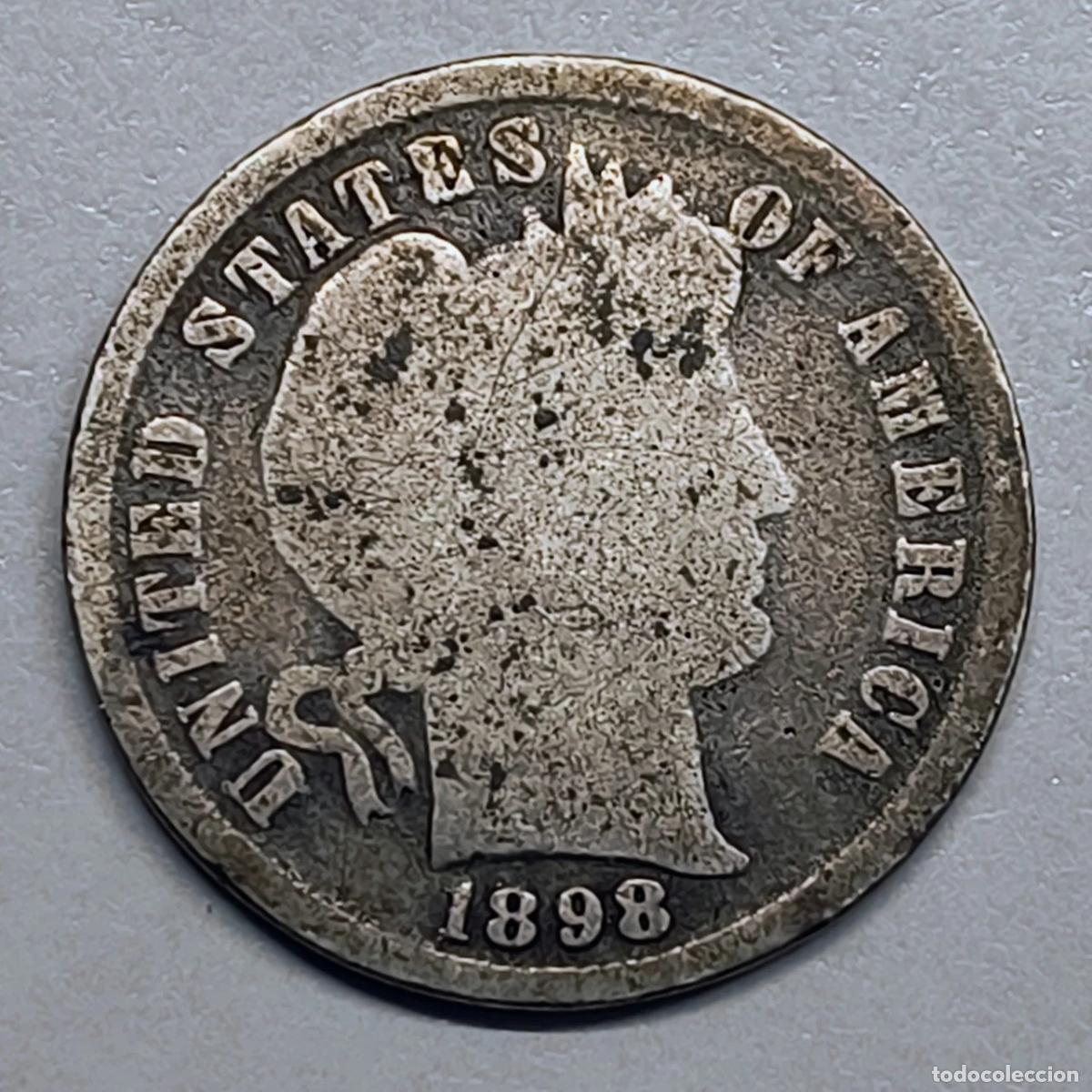 Monedas antiguas de Am&eacute;rica: 1 Dime 1898 Barber Plata