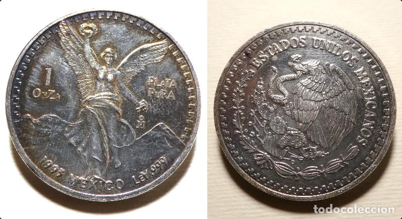 Monedas antiguas de Am&eacute;rica: Moneda de MEXICO (MEJICO) 1993 ,1 Onza plata Pura 999