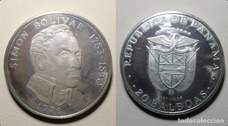 Monedas antiguas de Am&eacute;rica: MUY ESCASA MONEDA DE 20 BALBOAS DE 1976 S&Oacute;LO 2.500 PIEZAS ACU&Ntilde;ADAS,132,70 gr.