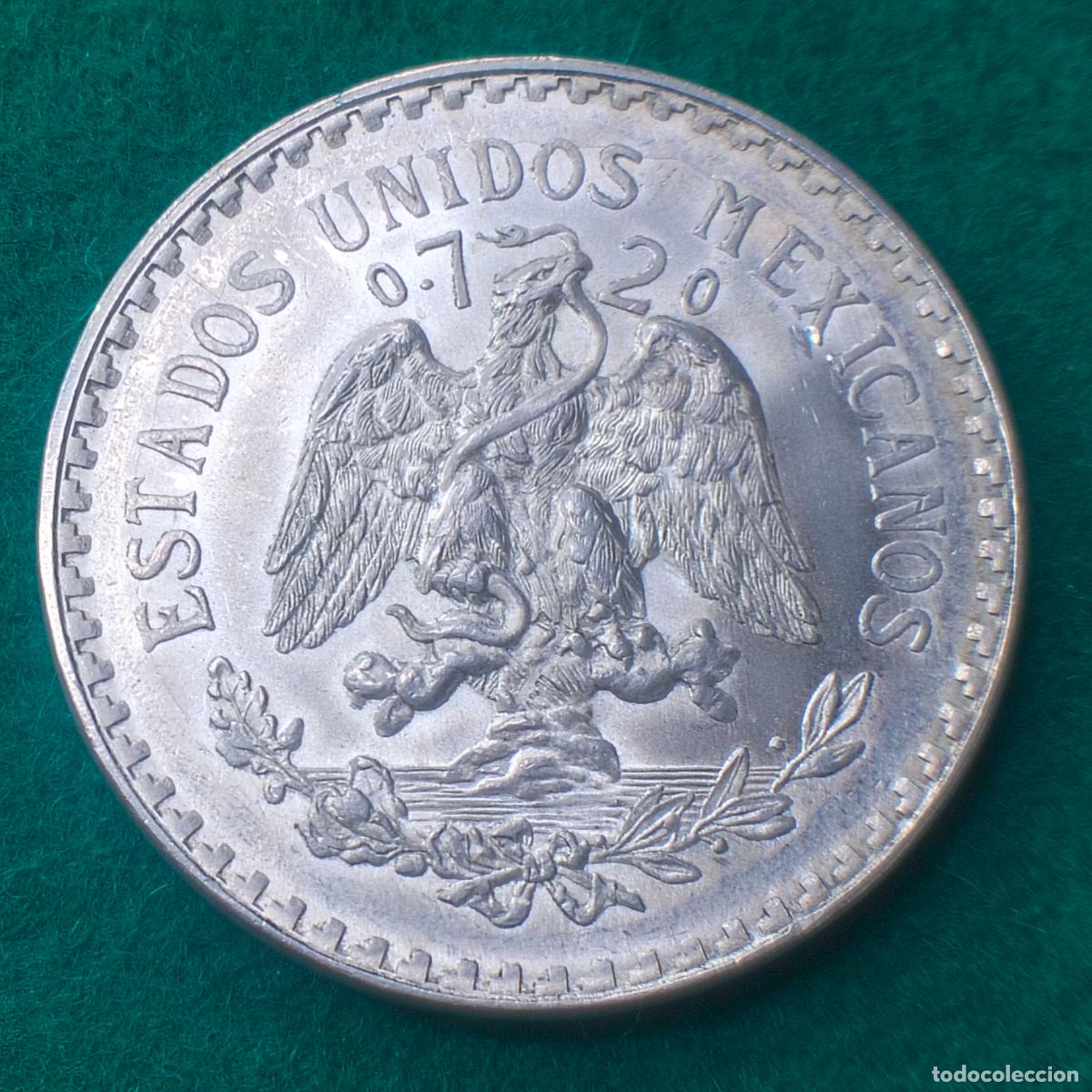 Monete antiche di America: Antigua moneda de 1 Peso, Estados Unidos Mexicanos. Plata 720, a&ntilde;o 1943