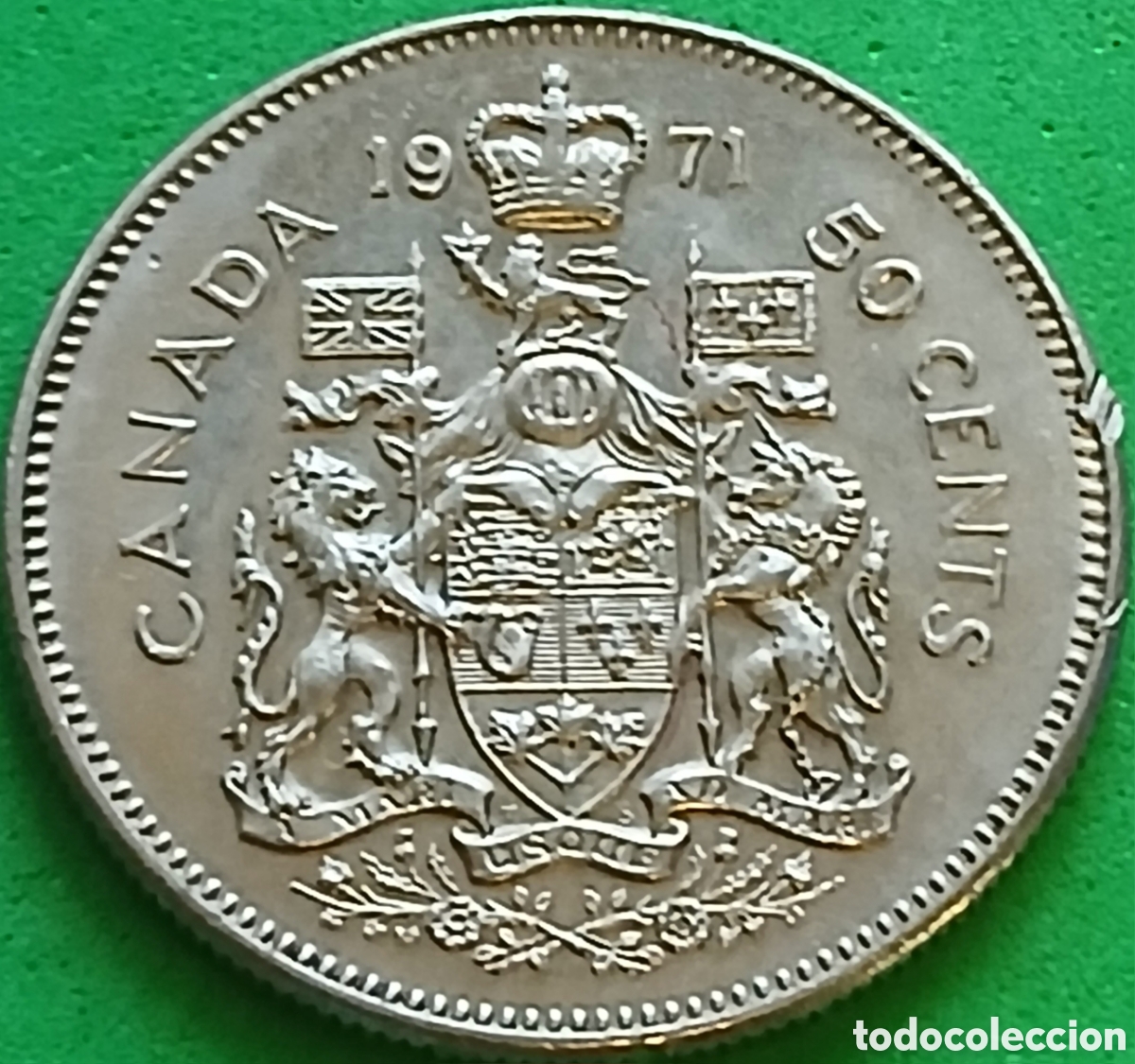 Monedas antiguas de Am&eacute;rica: Canad&aacute; 50 cents 1971 km#75.1 poco com&uacute;n