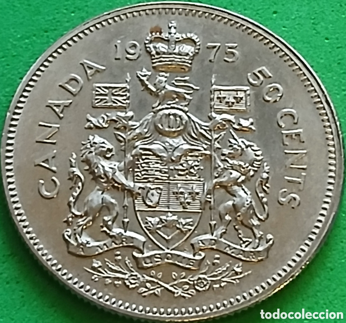 Monedas antiguas de Am&eacute;rica: Canad&aacute; 50 cents 1975 km#75.1 poco com&uacute;n