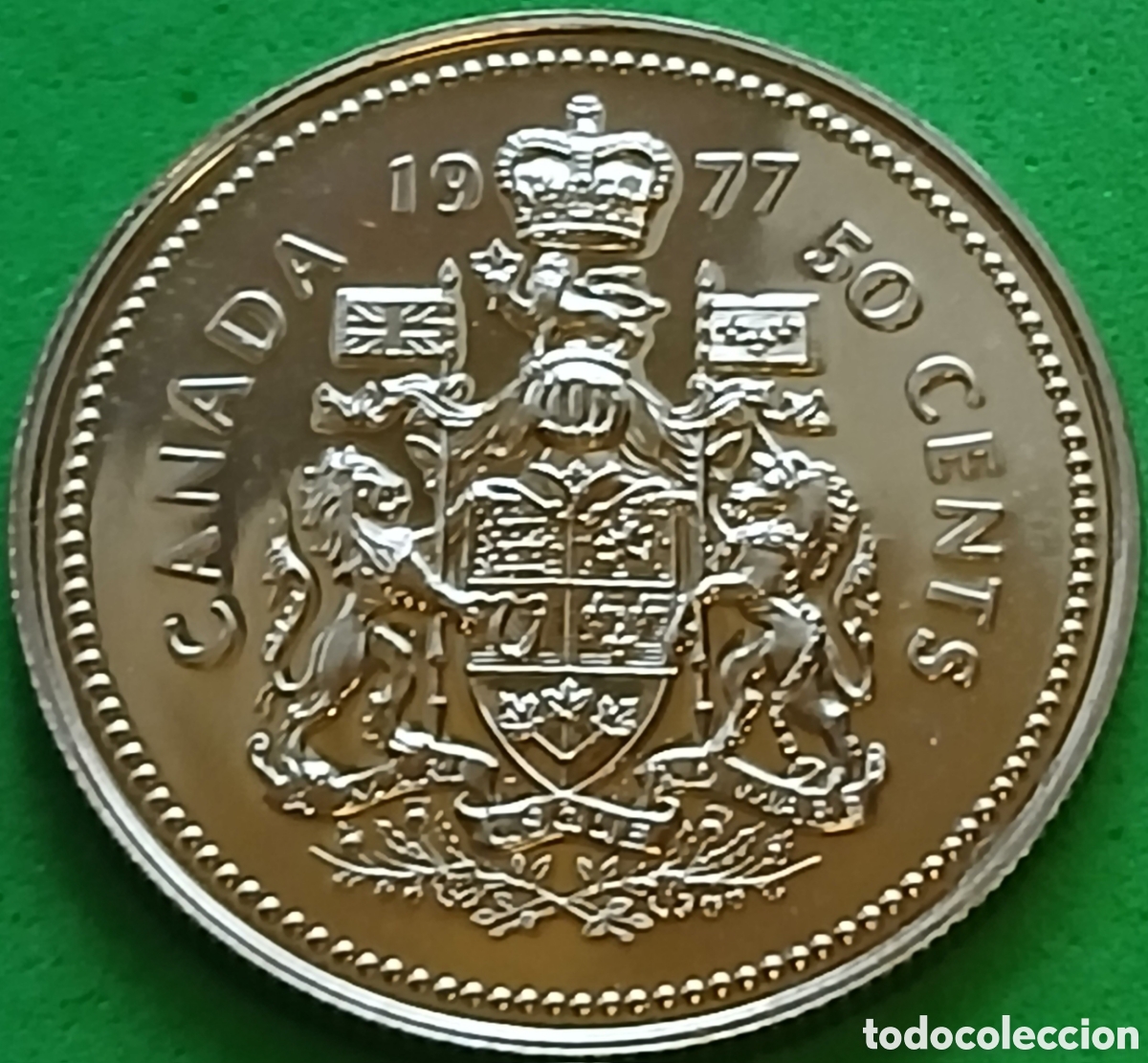 Monedas antiguas de Am&eacute;rica: Canad&aacute; 50 cents 1977 km#75.2 poco com&uacute;n!!