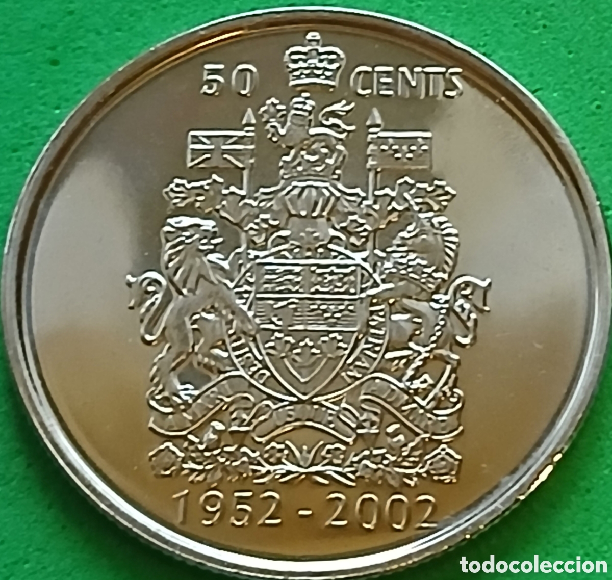 Monedas antiguas de Am&eacute;rica: Canad&aacute; 50 cents 2002 km#444 Proclamaci&oacute;n de la Reina lsabel ll.