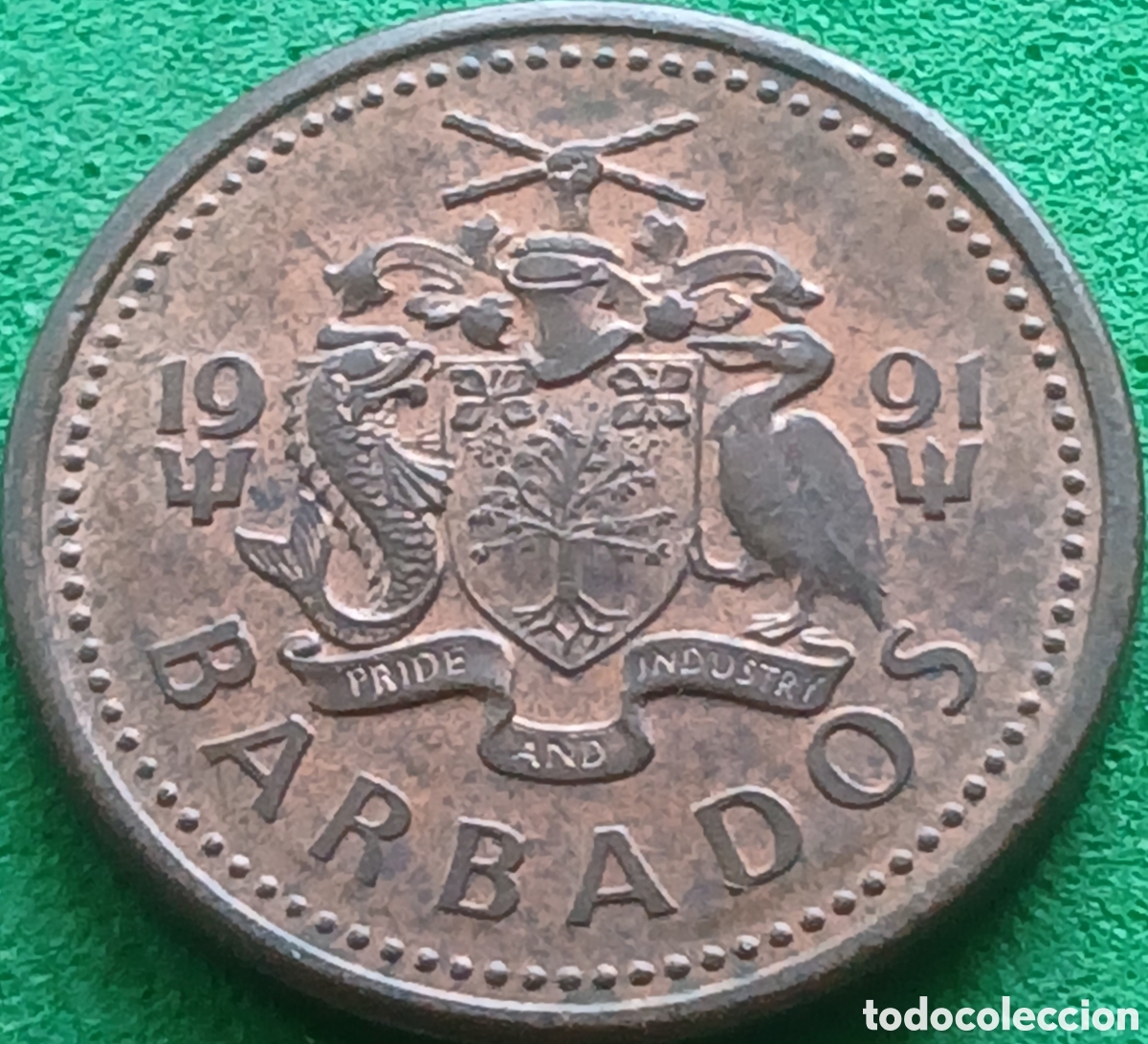 Monedas antiguas de Am&eacute;rica: Barbados 1 cent 1991 km#10