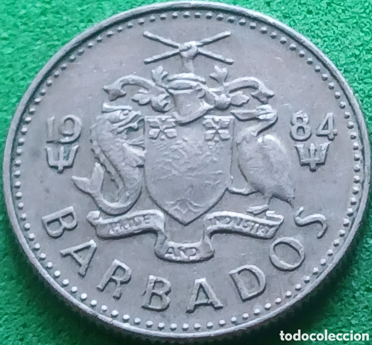 Monedas antiguas de Am&eacute;rica: Barbados 10 cents 1984 km#12 sin marca de ceca