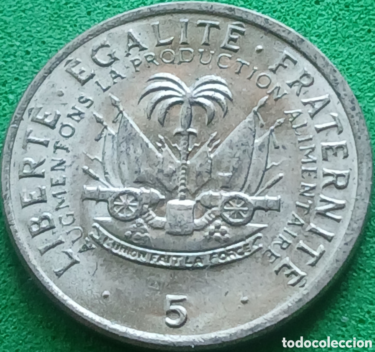 Monedas antiguas de Am&eacute;rica: Hait&iacute; 5 cents 1975 km#119 FAO
