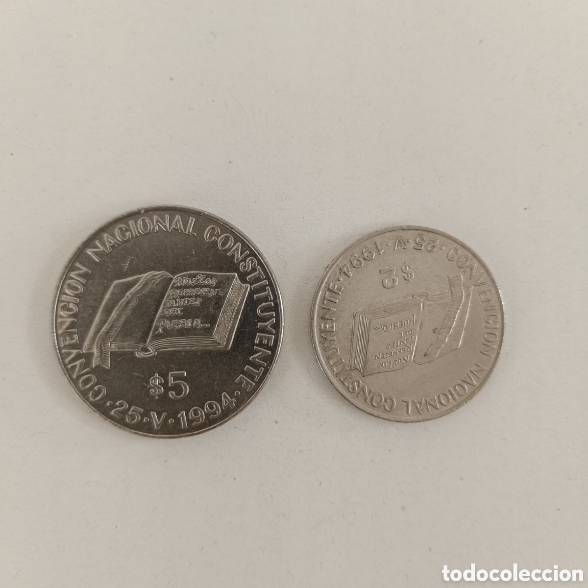 Monedas antiguas de Am&eacute;rica: Lote 2 Moneda Argentina 5 Pesos 1994, 2 Pesos 1994